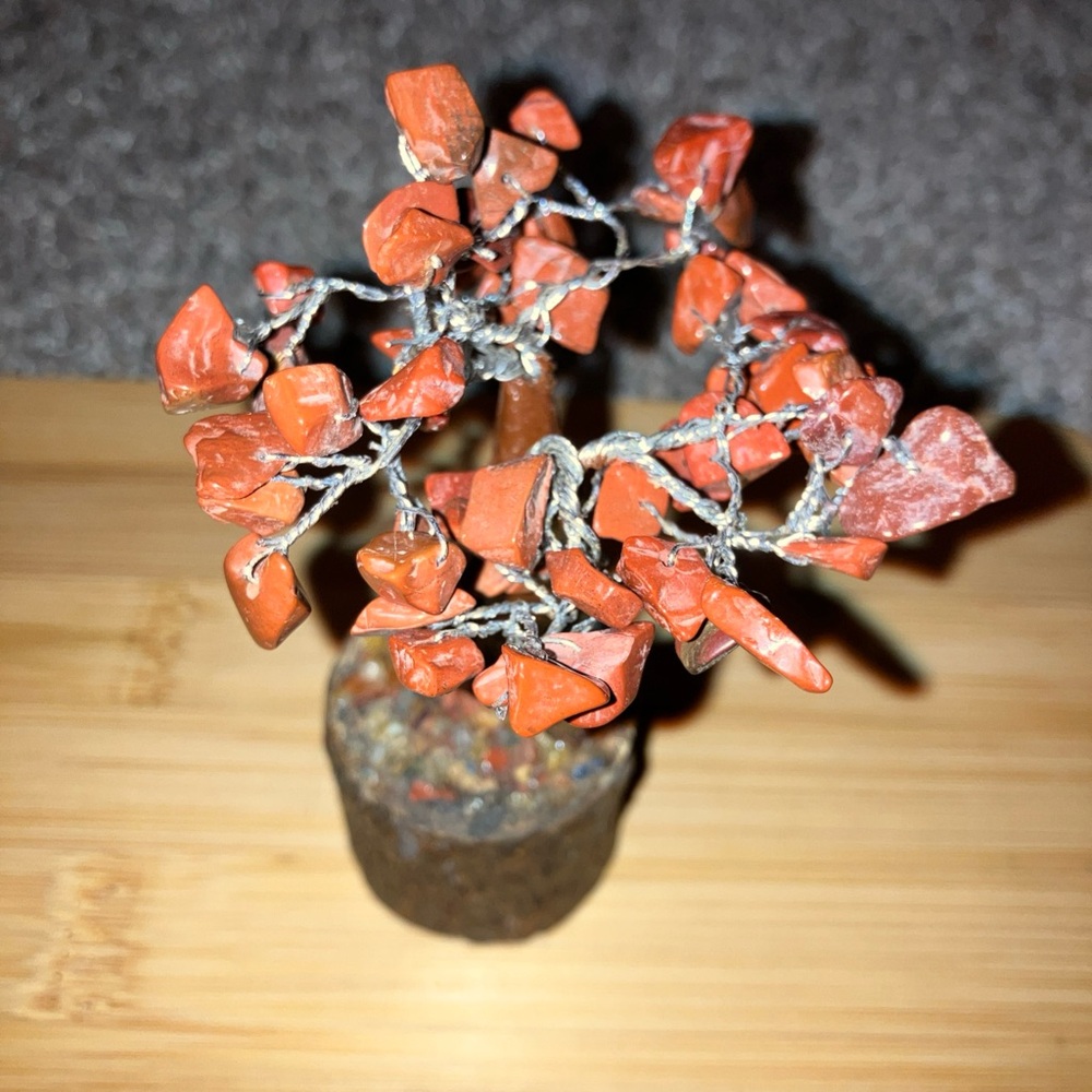 Hand Crafted Faux Floral Gemstone Tree - Red Jasper